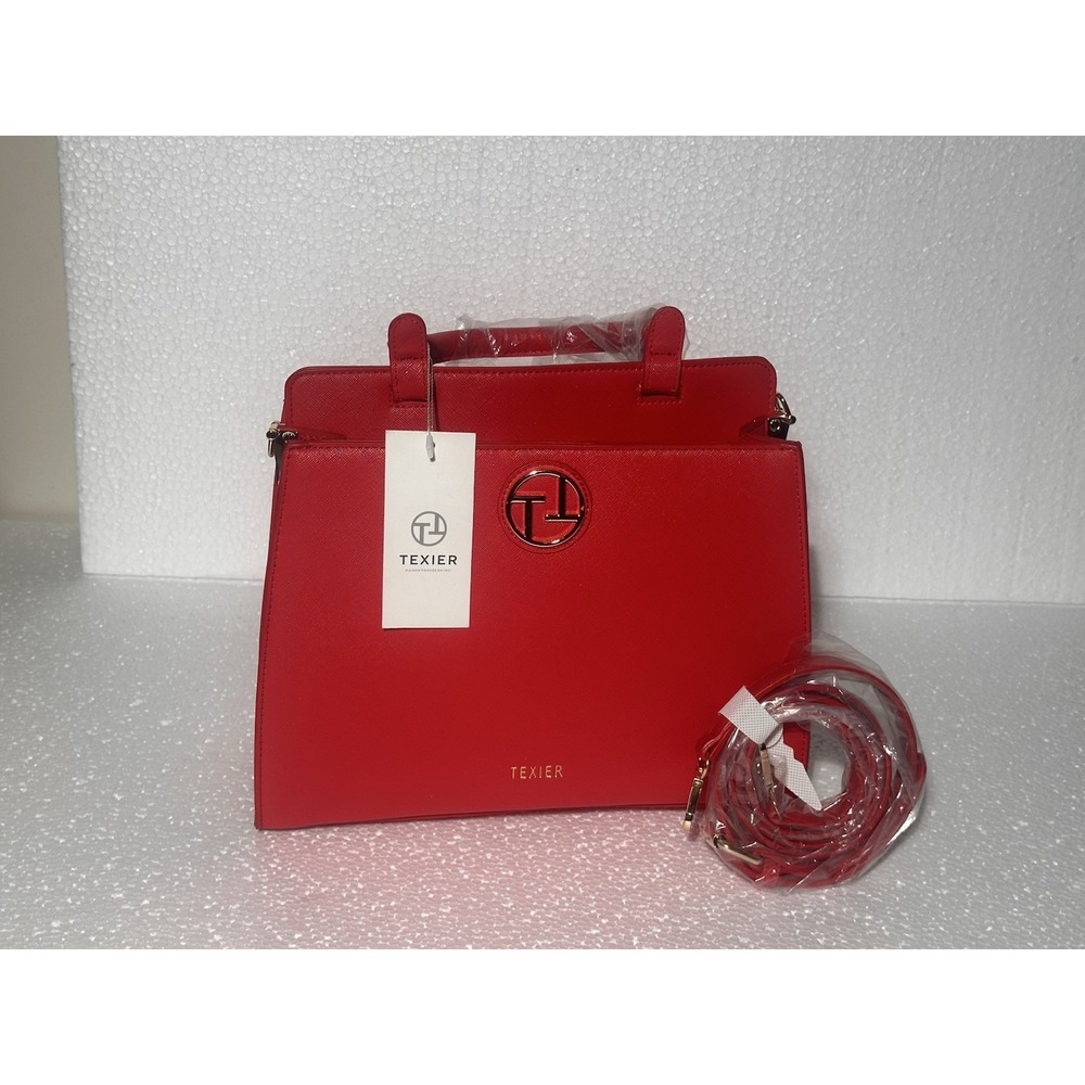 Vintage Red Leather Texier Made in France Hand Bag  Classic Edition
